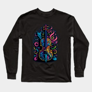 Colorful Cello Illustration Design Long Sleeve T-Shirt